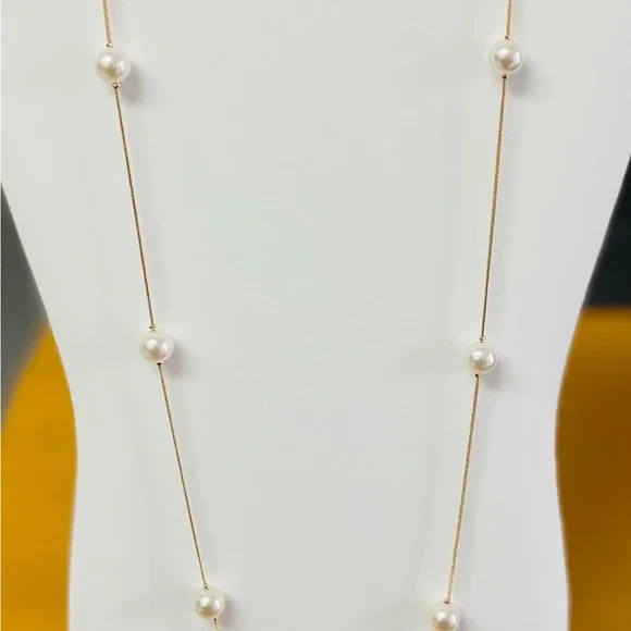Long Pearl Layer with Gold Necklace 35” - Picture 2 of 5